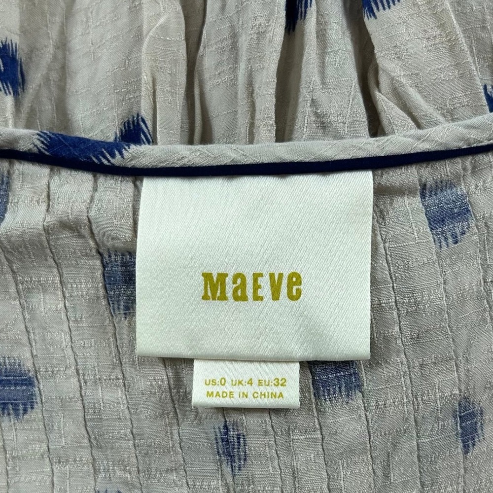 Maeve Saona Swing Tank Womens 0 Beige Blue Polka Dot Peplum Boho Anthropologie - Picture 3 of 7
